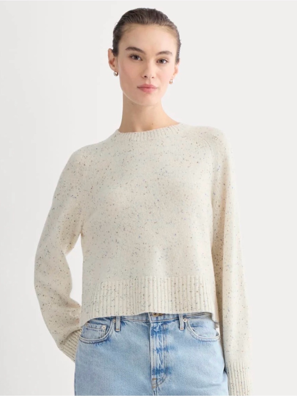 Everlane Cashmere Boxy Crew Sweater in Leslie Donegal Small - EUC - Picture 2 of 7